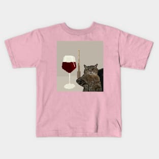 CAT MOOD - WINE pixelart Kids T-Shirt